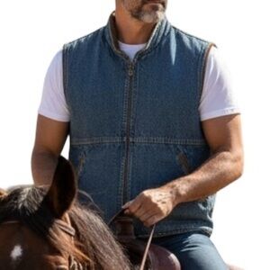 Wrangler Hero Sherpa Lined Denim Full-zip Western Vest XL